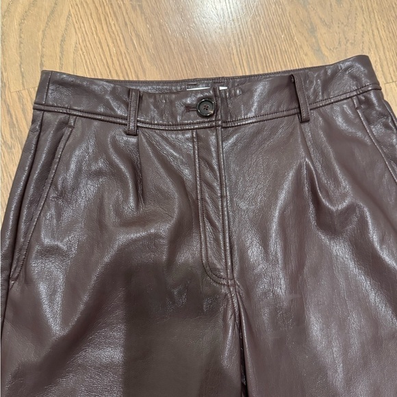 The Reset | R Label Slouchy Vegan Leather Trouser in Chocolate Burgundy Size S - Picture 7 of 17